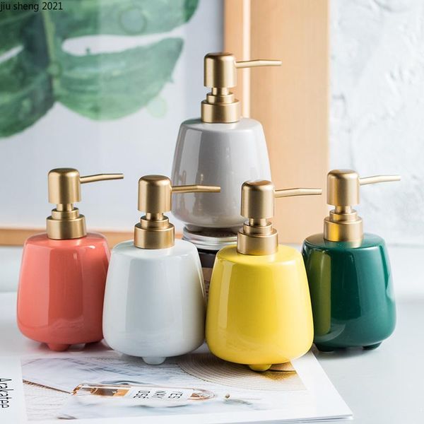 

liquid soap dispenser european solid color ceramic lotion bottle high-end home bathroom shampoo shower gel accessories