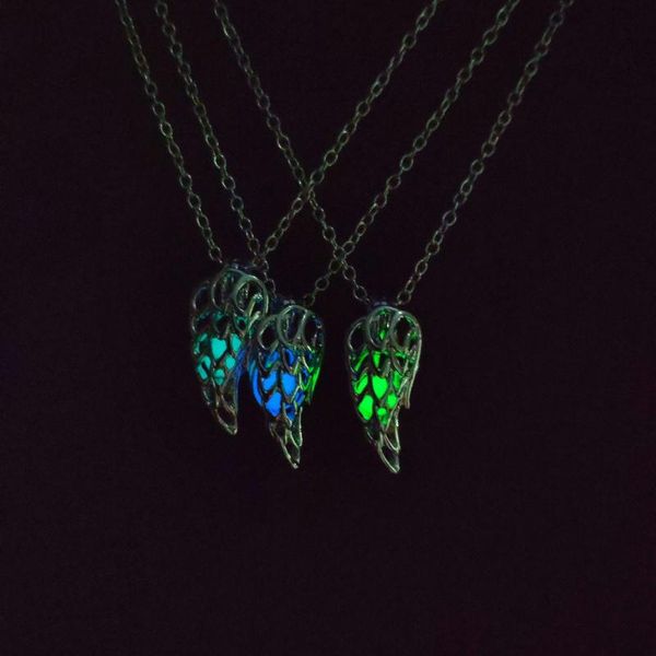 

pendant necklaces halloween 3 colors feather fashion luminous jewelry necklace, Silver