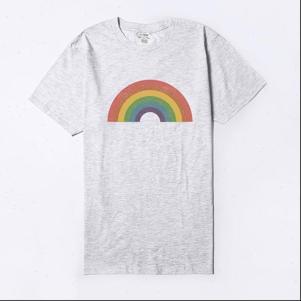 

women t shirt vintage rainbow cute funny tshirt tee gay af shirts lgbt lesbian men 70s pride 1970s, White