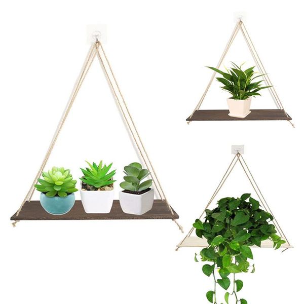 

hooks & rails wooden wall swing shelf flower pot rack nordic storage room hanging