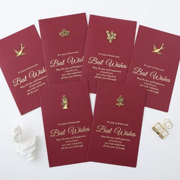 

greeting cards retro red card diy folding birthday wish valentine's day christmas general xmas blessing #