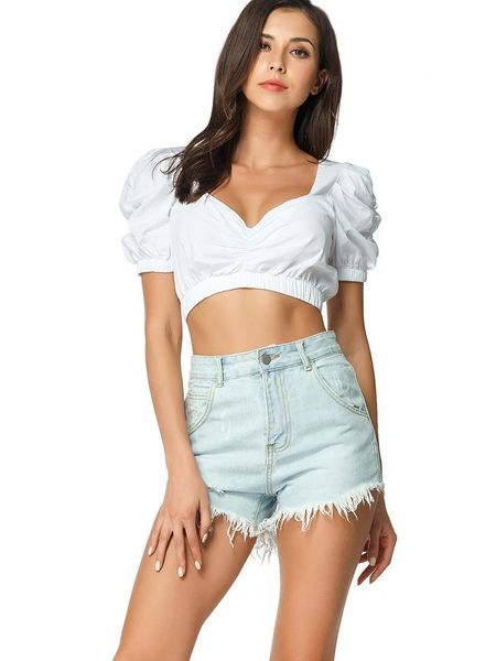 

women summer denim shorts female plus size vintage jeans high waist tassel quality wash boyfriend women's, Blue