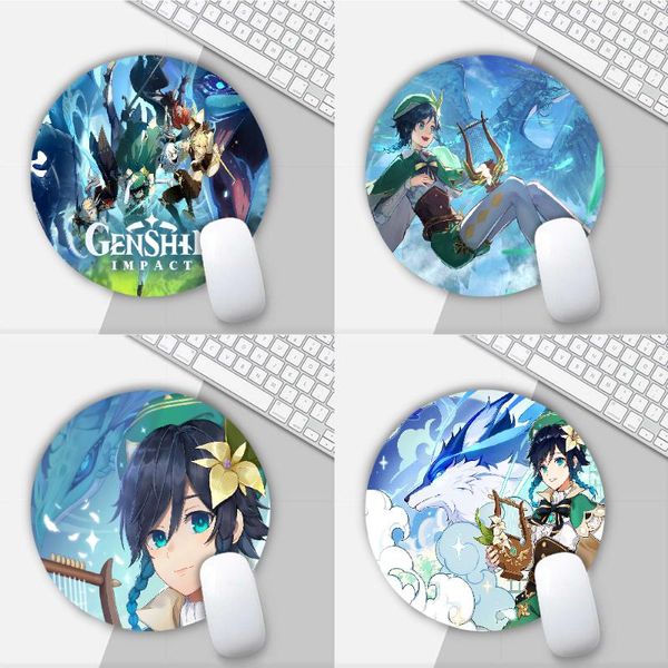 

mouse pads & wrist rests genshin impact barbatos wendy game round mat gaming pad for pc lapnotebook 20x20cm gamer desk