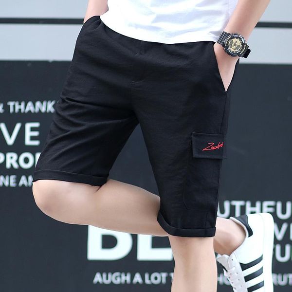 

port&lotus summer casual shorts men's cotton fashion style man bermuda beach plus size 4xl short men male, White;black