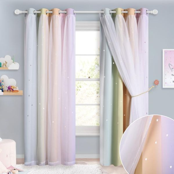 

curtain & drapes nicetown beautiful starry princess double shading dreamy pink blackout drape for girl baby living room wedding