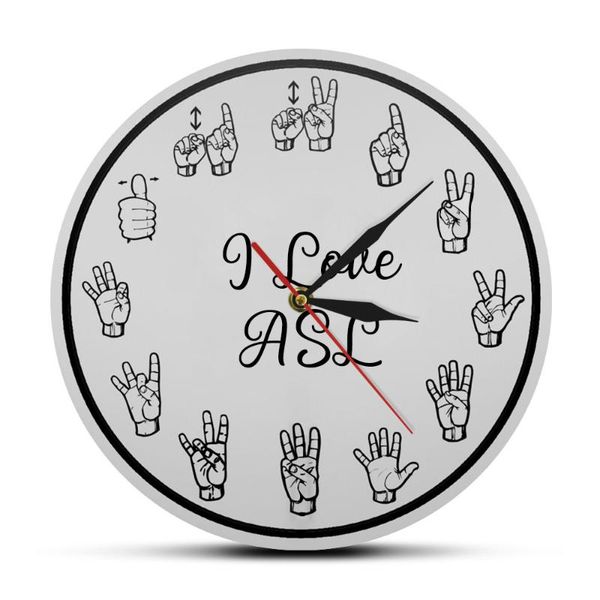 

wall clocks american sign language numbers clock asl silent educational decor homeschool classroom teaching aid for telling time