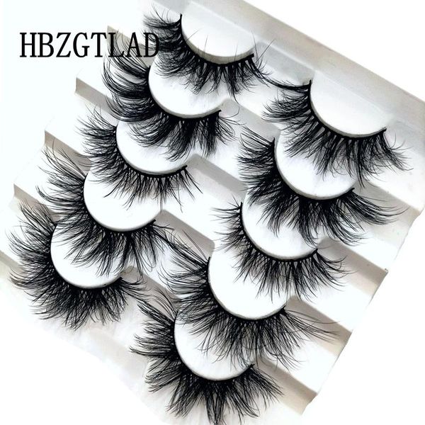 

false eyelashes 5 pairs mink 25mm lashes fluffy messy 3d wholesale, natural long thick extension