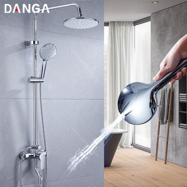 

shower system faucet set multifunctional head brass hand wall-mounted chrome bathroom sets
