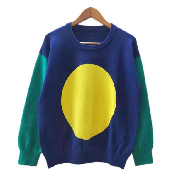 

2022 factory wholesale new autumn winter pullover sweater women's heavy industry sunflower pattern contrast loose sweater soft and deli, White;black