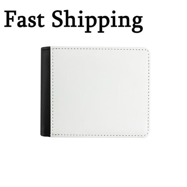 

party favor 50pcs/lot white blanks short purse wallet pu leather blank heat transfer money bag fold festival gift for man