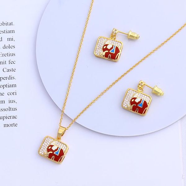 

earrings & necklace bohemian color enamel jewelry set ladies declaration, Silver