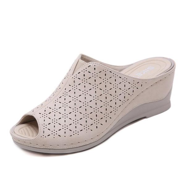 

high-quality sandals, large size light and comfortable massage sponge fish mouth wedges slippers women shoes, Black