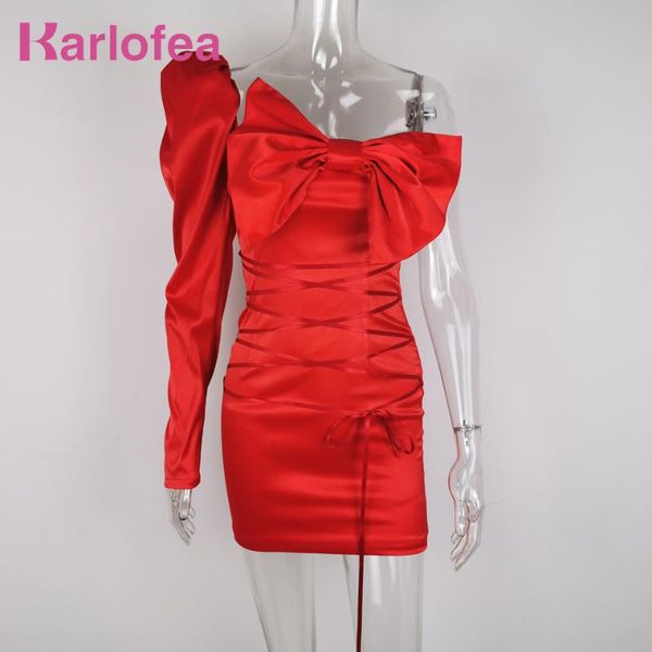 

casual dresses karlofea private party dress bow structured lace up mini vintage red birthday celebrity wear gorgeous one puff sleeve, Black;gray