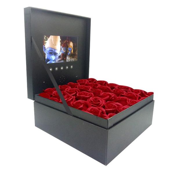 

high grade custom advertising valentine flower rose wedding gift digital lcd video box wrap