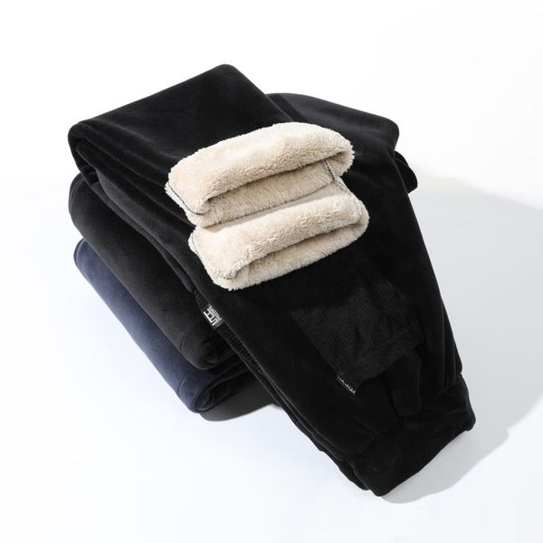 

men's pants cozok 2021 mens warm winter fleece men casual sweatpants thick male oversize cashmere trousers plus size, Black