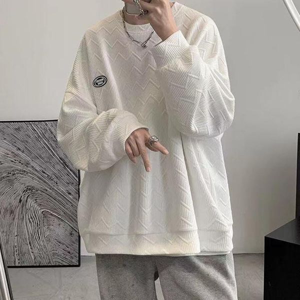 

men's hoodies & sweatshirts 2021 fashion trend loose coats round neck lazy style pullover casual white/black color oversized