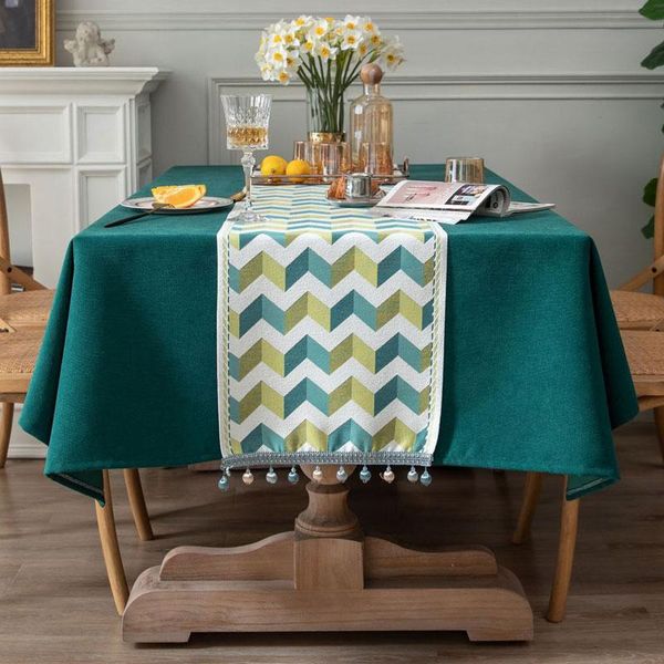 

table cloth modern green rectangular tablecloths fabric stripe chenille runner party decoration dining tea cover solid color