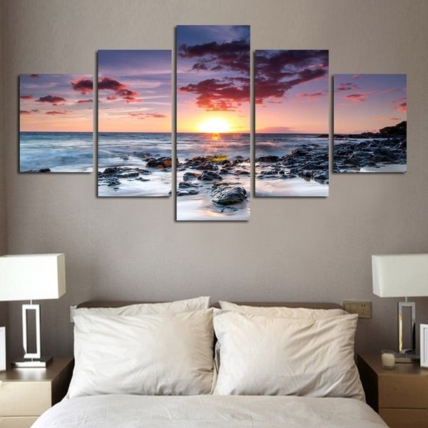 

5pcs/set unframed sea sunset landscape print oil painting
