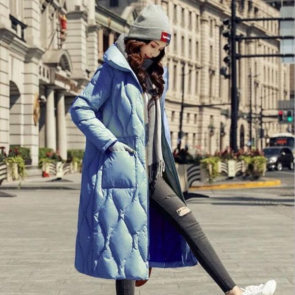 

women's down & parkas women 2021 winter stand collar coats female long white duck jackets ladies solid thicken warm overcoats e628, Black