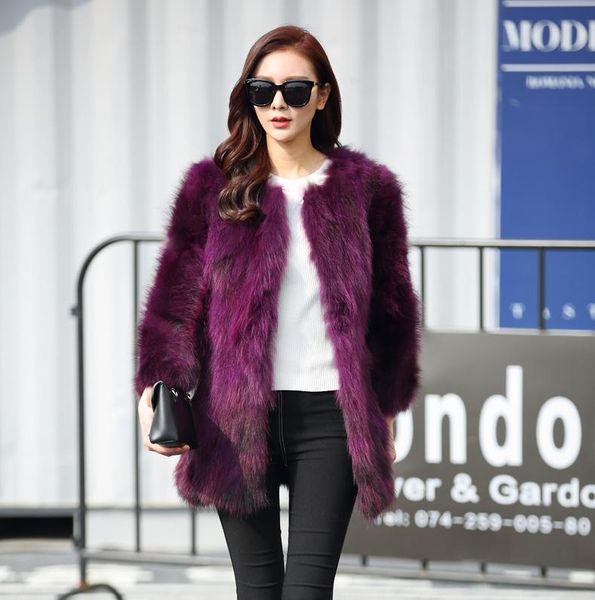 

women's fur & faux 2021 winter fashion style raccoon dog coat women warm real nature customized size jn046, Black