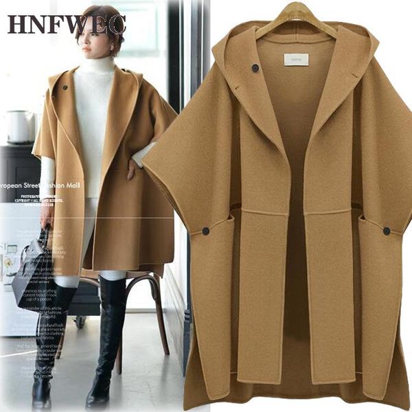 

women's jackets 2021 hooded casual big size half batwing sleeve cardigans clock type jacket female's fashion coat vestido l246, Black;brown