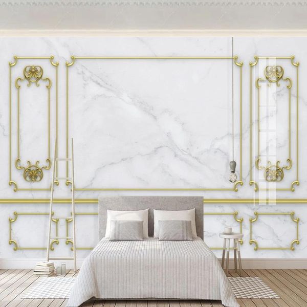 

wallpapers custom 3d wall mural european style golden decorative lattice marble wallpaper living room bedroom luxury papel de parede 3 d