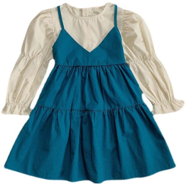 

girl's dresses dress full sleeve knee length pullover a-line solid regular cotton fashion simple sweet spring autumn children girls, Red;yellow