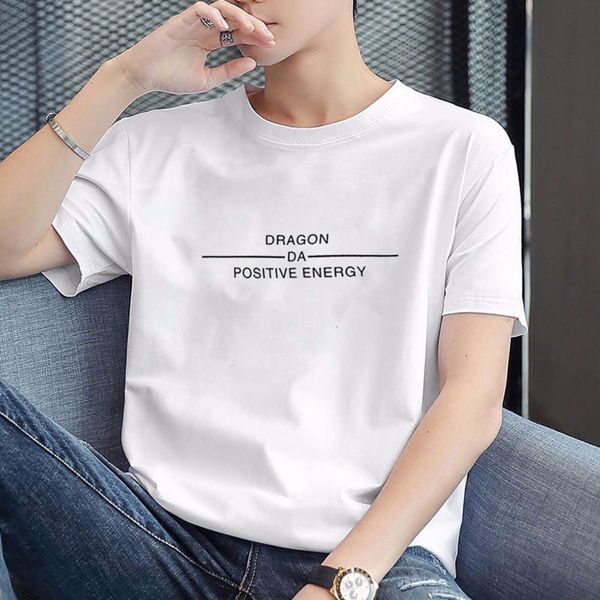 

summer short-sleeved men's cotton half-sleeved t-shirt white shirt fashion brand clothes all-match 5 colors optional m-5xl, White;black