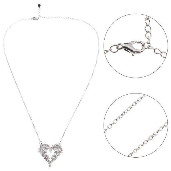 

chains wedding diamond heart-shaped full pendant accessories clavicle chain necklace, Silver