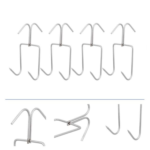 

4pcs stainless steel hooks thicken home double row bbq & rails