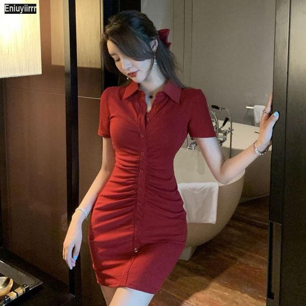 

party dresses 2021 femme birthday date ladies vintage clothing button slit black women's tight one-piece shirt dress, White;black