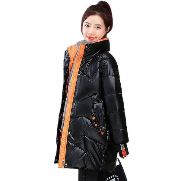 

women's down & parkas women winter coats 2021 fashion loose bright waterproof jacket casual stand collar warm jackets padded cotton coa, Black