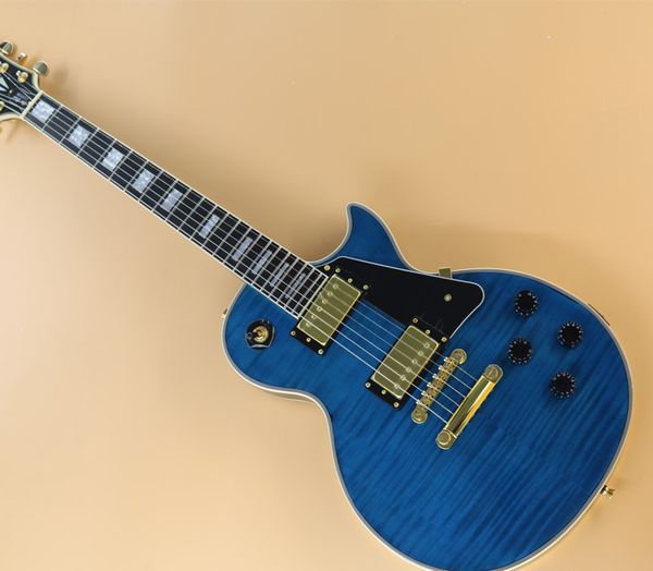 

customized electric guitar, mahogany body blue veneer guita