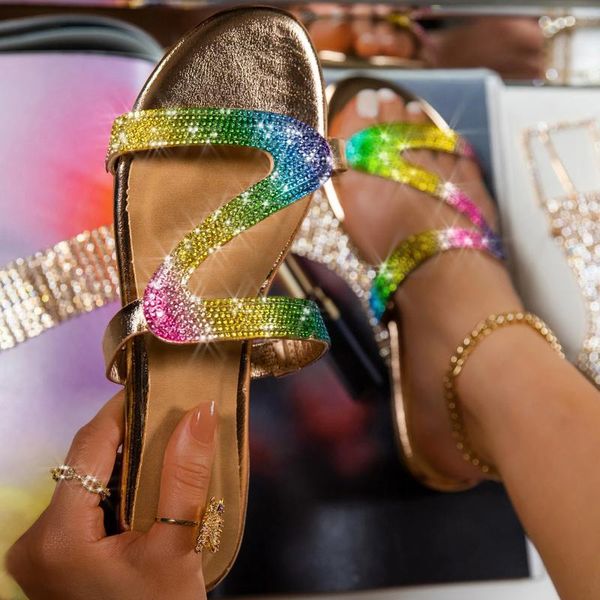 

slippers women sandals bling crystal summer shoes flat soft jelly female flip flops outdoor beach ladies slides, Black