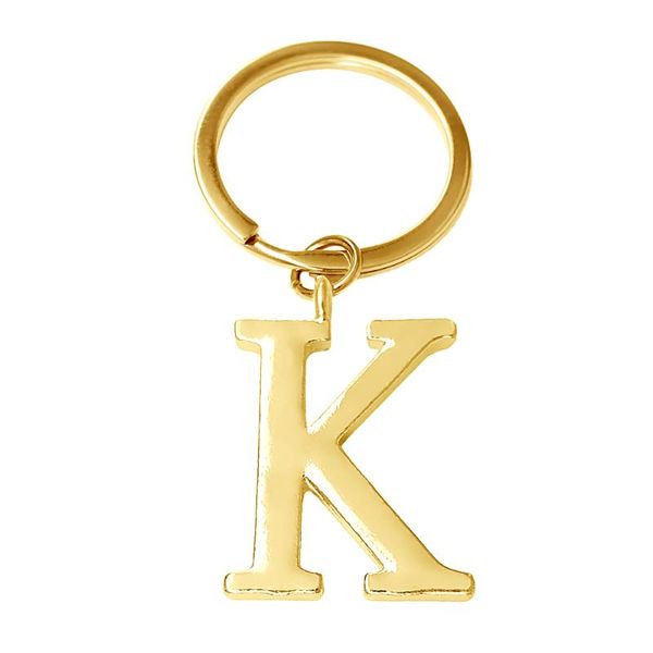 

keychains capital english first letter a-z charm key ring metal rhodium plated alphabet k pendant chain, Silver