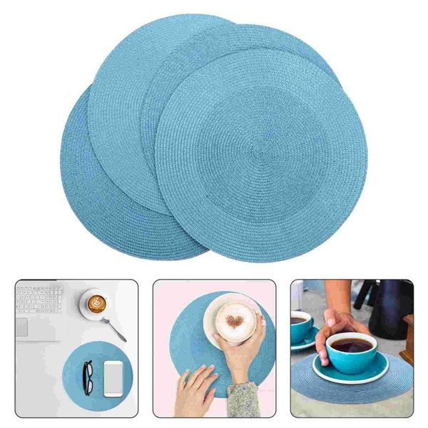 

mats & pads 4pcs heat insulated anti-slip kitchen tableware table coasters (blue)