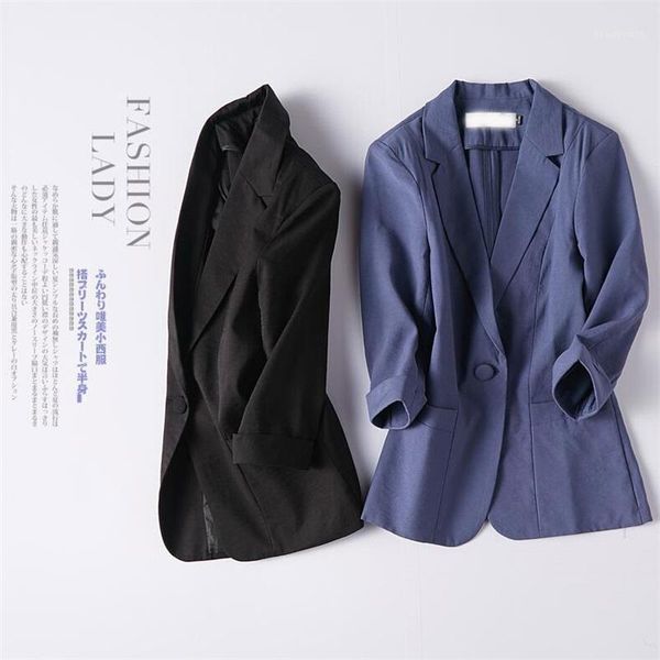 

women's suits & blazers white black women linen and jackets spring summer fashion single button blazer femenino ladies female