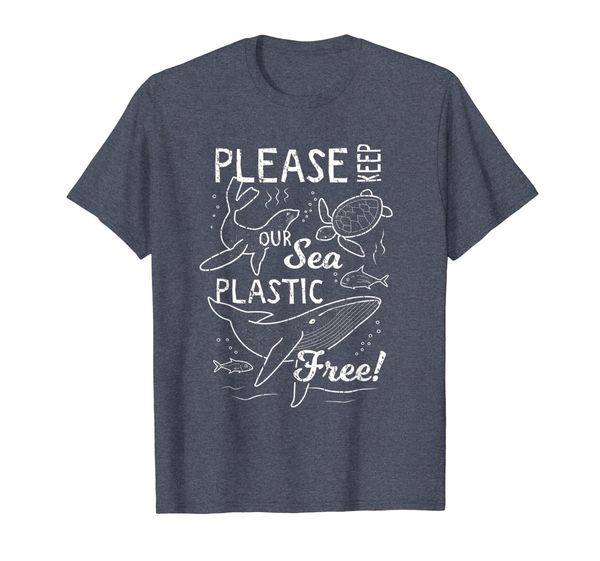 

marine animals t-shirt - please keep our sea plastic free, White;black