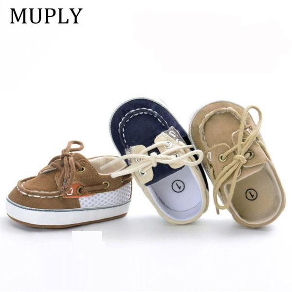 

first walkers brand vintage pu leather baby shoes non-slip born infant t-tied boy girls toddler lace-up soft sole
