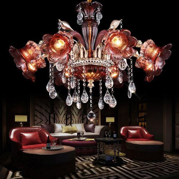 Chandeliers fábrica de luxo direto estilo europeu vela de cristal pingente sala de estar decoração sala de jantar / quarto / sala de estar