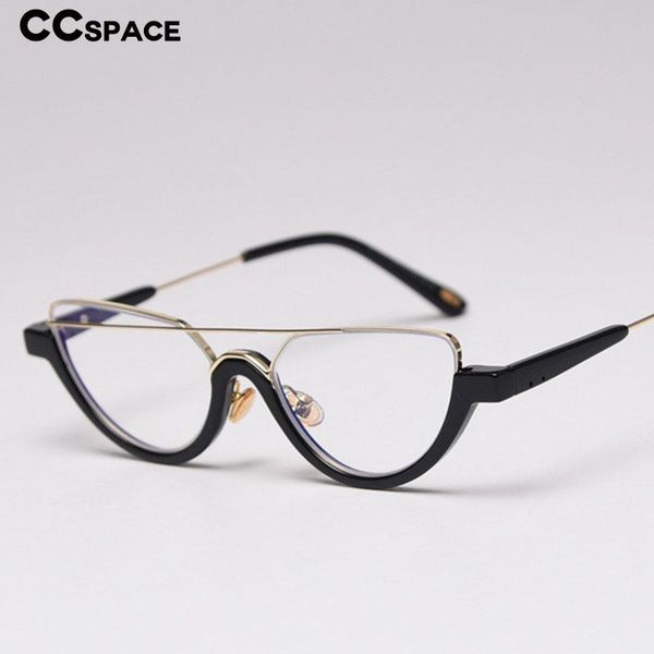 

fashion sunglasses frames 47396 half-frame cat eye personality ultralight glasses men women optical computer, Black
