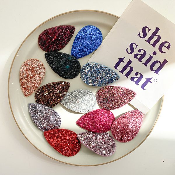 

girls hair oval clips children candy color sequins no slip metal snap barrettes for kids teens women cute color cartoon design pins 211911, Golden;silver