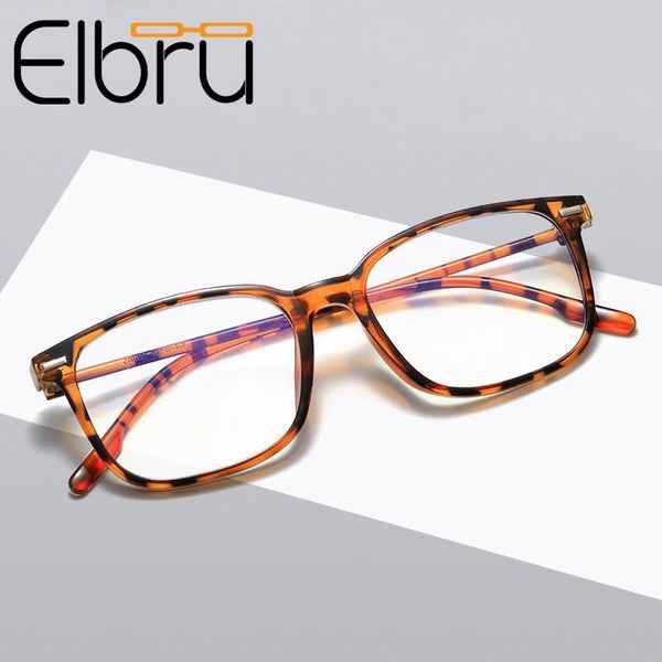 

elbru fashion square anti-blue light optical glasses women ultra-light frame eyeglasses men clear lens computer sunglasses frames, Black