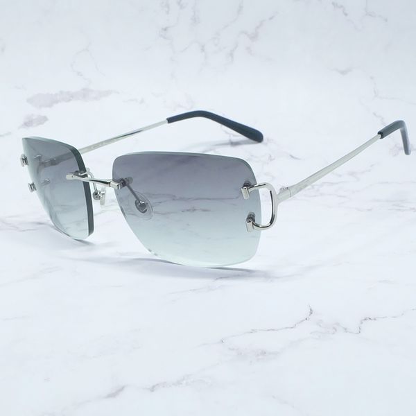 

75% off outlet store online oversized es metal retro design rimless sun glasses wire customized cut ae trendy men sunglass, White;black