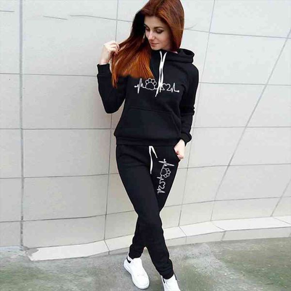 

spring hoodies suit solid casual tracksuit women vintage 2 pieces set sports sweatshirts winter pullover home sweatpants outfits, White