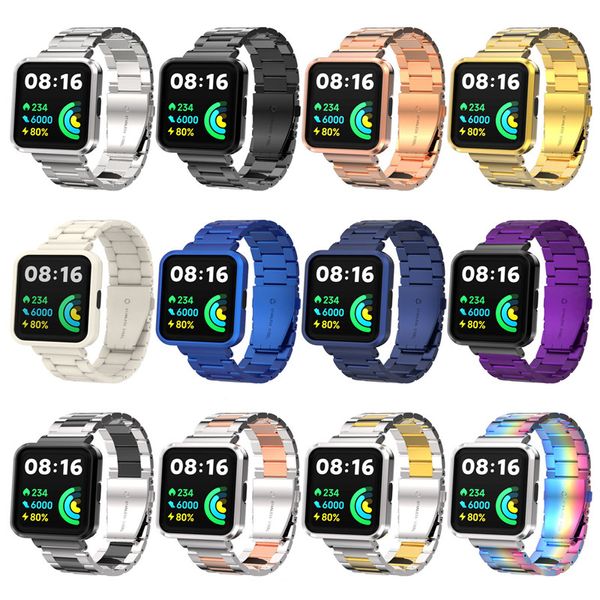 Metallgehäuse Edelstahlarmbänder für Xiaomi Mi Watch 2 Lite Strap Mesh Loop Band für Redmi Watch2 Lite Correa Schutzhülle Rahmen