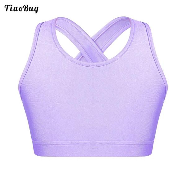 

summer kids girls sport bra u neck shoulder straps cross at rear sleeveless keyhole back shockproof running gym yoga outfit