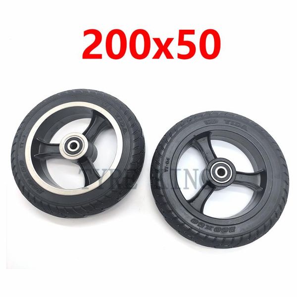 

motorcycle wheels & tires electric scooter 200x50 solid tyre wheel 8x2 inch non inflatable explosion-proof tire with two colors metal rims