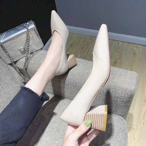 

2021 spring autumn patent leather pointed toe women shoes single shoes female high heels wedding women's office, Black