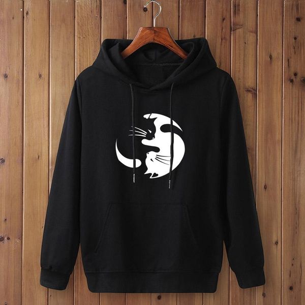 

men's hoodies & sweatshirts 2021 autumn and winter taichi cats men sweatshirt fun mens hooded for cat casual clothing, Black